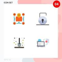 4 Universal Flat Icons Set for Web and Mobile Applications location autumn area lock pad gardening Editable Vector Design Elements