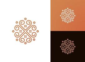 Simple mandala line logo with house symbol, Luxury Ornament Logo Design, Abstract Logo Design Concept for Template vector