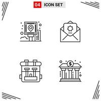 4 Icons Line Style Grid Based Creative Outline Symbols for Website Design Simple Line Icon Signs Isolated on White Background 4 Icon Set Creative Black Icon vector background