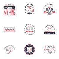 Happy fathers day 9 Black and Pink typography set Vector emblems Lettering for greeting cards banners tshirt design You are the best dad Editable Vector Design Elements