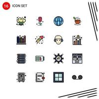 16 Universal Flat Color Filled Line Signs Symbols of library books globe back to school hot Editable Creative Vector Design Elements