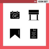 Modern Set of 4 Solid Glyphs Pictograph of calendar book spring table education Editable Vector Design Elements