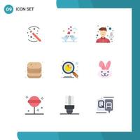 Pictogram Set of 9 Simple Flat Colors of shop cooking wedding canned recorder Editable Vector Design Elements