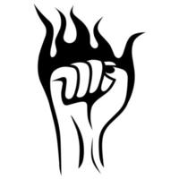 Black fire fist symbol on white background. Logo concept of protest revolution, power, martial arts and demo movement. Vector illustration