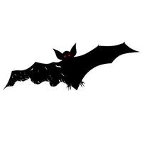 Black bat icon with one torn wing. Bat zombie collection. Monster illustration for Halloween. Tattoo Design. vector