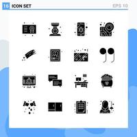Pack of 16 creative Solid Glyphs of asteroid map kitchen scale location security Editable Vector Design Elements
