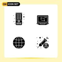 4 Creative Icons Modern Signs and Symbols of control earth computer hardware geography Editable Vector Design Elements