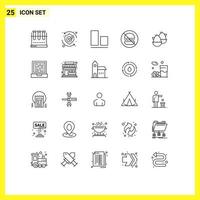 Mobile Interface Line Set of 25 Pictograms of egg food shield fast vertical Editable Vector Design Elements