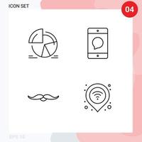 Pictogram Set of 4 Simple Filledline Flat Colors of chart mobile analytics communication hipster Editable Vector Design Elements