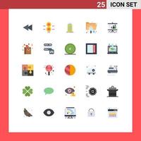 Group of 25 Modern Flat Colors Set for file document transportation data tower Editable Vector Design Elements
