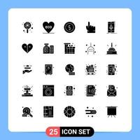 Set of 25 Modern UI Icons Symbols Signs for start game coin touch hand Editable Vector Design Elements