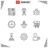 9 Icons Line Style Grid Based Creative Outline Symbols for Website Design Simple Line Icon Signs Isolated on White Background 9 Icon Set vector