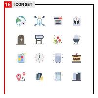 Set of 16 Modern UI Icons Symbols Signs for grave scale article weight diet Editable Pack of Creative Vector Design Elements