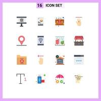 16 Creative Icons Modern Signs and Symbols of pin left bag up hand Editable Pack of Creative Vector Design Elements