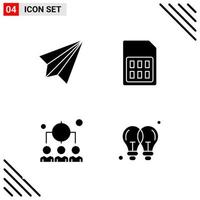 Pixle Perfect Set of 4 Solid Icons Glyph Icon Set for Webite Designing and Mobile Applications Interface Creative Black Icon vector background