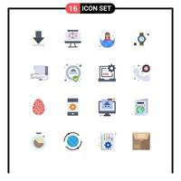 Modern Set of 16 Flat Colors Pictograph of interface card offshore audio time Editable Pack of Creative Vector Design Elements