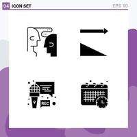 Set of Vector Solid Glyphs on Grid for brain recording interaction sorting calendar Editable Vector Design Elements