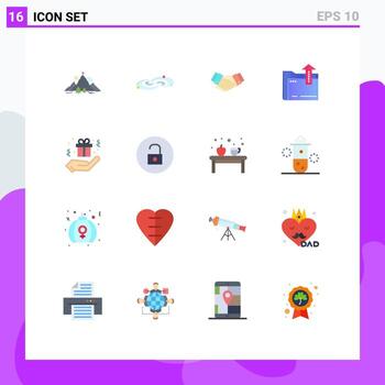 16 Thematic Vector Flat Colors and Editable Symbols of file folder system partner handshake Editable Pack of Creative Vector Design Elements