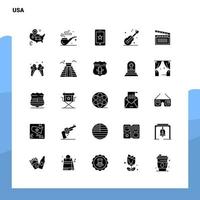 25 Usa Icon set. Solid Glyph Icon Vector Illustration Template For Web and Mobile. Ideas for business company.