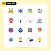 Modern Set of 16 Flat Colors Pictograph of arrow shield messaging protection law Editable Pack of Creative Vector Design Elements