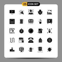 25 User Interface Solid Glyph Pack of modern Signs and Symbols of carpet calculator profile train electric Editable Vector Design Elements