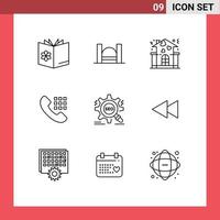 User Interface Pack of 9 Basic Outlines of keys dial industrial call love Editable Vector Design Elements