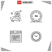 4 iconos estilo de línea cuadrícula basada en símbolos de contorno creativo para el diseño de sitios web signos de icono de línea simple aislados en fondo blanco 4 conjunto de iconos vector