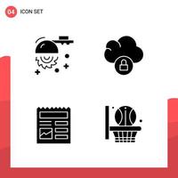 Pack of 4 Universal Glyph Icons for Print Media on White Background vector