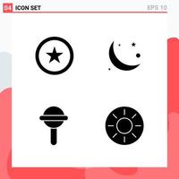 Collection of 4 Vector Icons in solid style Modern Glyph Symbols for Web and Mobile Solid Icon Sign Isolated on White Background 4 Icons