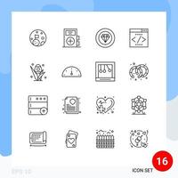 16 Universal Outline Signs Symbols of egg interface search engine medicine interface performance Editable Vector Design Elements