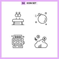 4 Icons in Line Style Outline Symbols on White Background Creative Vector Signs for Web mobile and Print