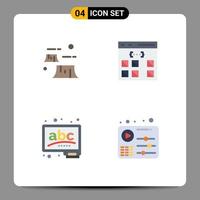 Pack of 4 Modern Flat Icons Signs and Symbols for Web Print Media such as factory interface destruction coding board Editable Vector Design Elements