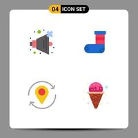 conjunto de iconos planos de interfaz móvil de 4 pictogramas de elementos de diseño vectorial editables de pin de regalo de celebración sin mapa vector