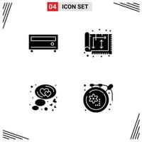 4 User Interface Solid Glyph Pack of modern Signs and Symbols of amplifier heart architect house bubble Editable Vector Design Elements