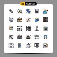 25 Universal Filled line Flat Color Signs Symbols of lock flip communication laptop monitor Editable Vector Design Elements