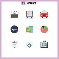 Modern Set of 9 Flat Colors Pictograph of branding direction safety left police Editable Vector Design Elements