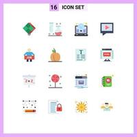 Pictogram Set of 16 Simple Flat Colors of mail video science light idea Editable Pack of Creative Vector Design Elements