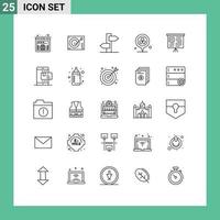 Set of 25 Modern UI Icons Symbols Signs for board pin record location signpost Editable Vector Design Elements