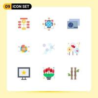 Set of 9 Modern UI Icons Symbols Signs for percentage chart operation pie passport Editable Vector Design Elements