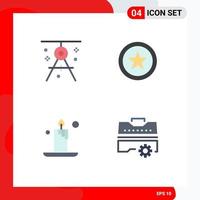 Group of 4 Flat Icons Signs and Symbols for architecture light drafting star set Editable Vector Design Elements