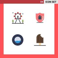 4 Flat Icon concept for Websites Mobile and Apps holiday marine sign protect water Editable Vector Design Elements