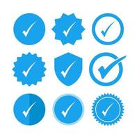Blue tick verified circled tag or icon design template vector
