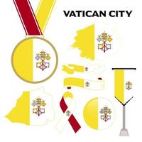 colección de elementos con la bandera de la plantilla de diseño de la ciudad del vaticano vector