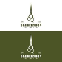 diseño de logotipo de tijeras, vector de afeitadora de barbería, ilustración de marca de tijeras de barbería