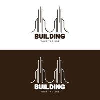 logotipo de diseño de viviendas, logotipo de construcción, propiedad e icono de la empresa constructora vector