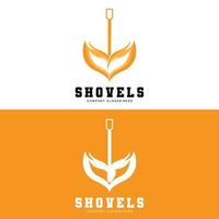 Shovel Logo Design, Construction Worker Tool Illustration Vector, Building Construction Icon vector