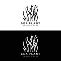 logotipo de algas marinas, diseño de vectores de plantas marinas, comestibles y protección de la naturaleza