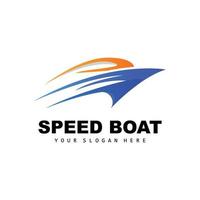 Speed Boat Logo, Fast Cargo Ship Vector, Sailboat, Design For Ship Manufacturing Company, Waterway Shipping, Marine Vehicles, Transportation vector