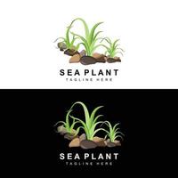 logotipo de algas marinas, diseño de vectores de plantas marinas, comestibles y protección de la naturaleza