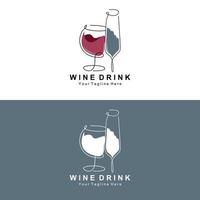 diseño de logotipo de vino de bebida, ilustración de vidrio, botella de bebida de alcohol, vector de producto de la empresa